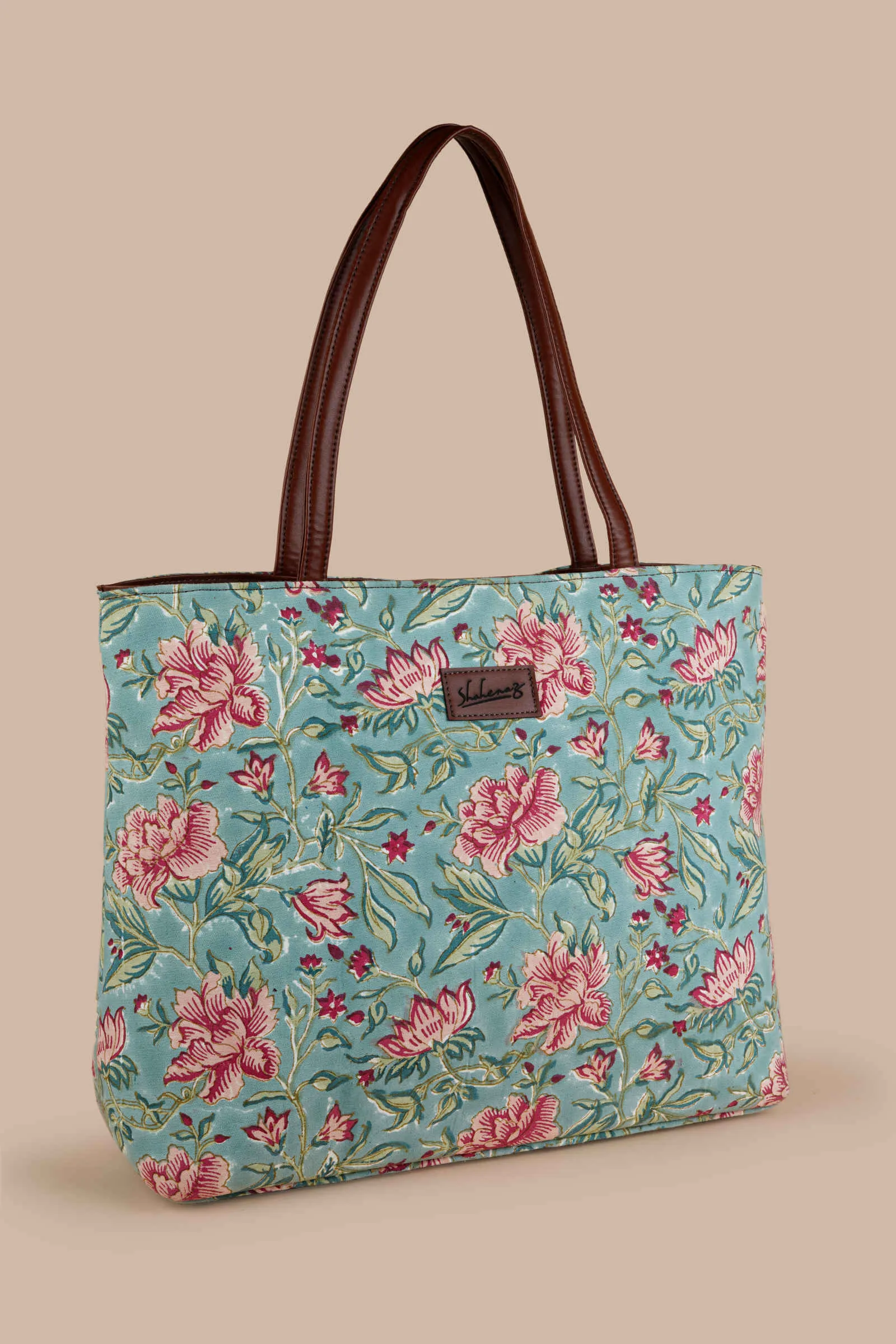 Summer Sorbet Hand Block Printed Aqua Classic Tote Bag