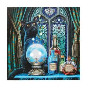 The Witches Apprentice Light Up Canvas Plaque by Lisa Parker - 30x30cm Magical Wall Art