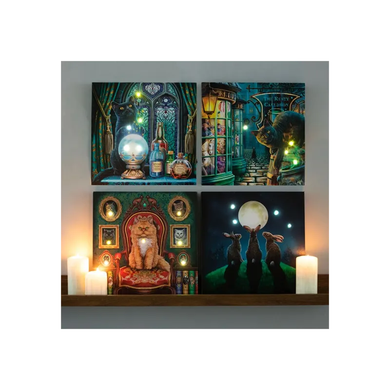 The Witches Apprentice Light Up Canvas Plaque by Lisa Parker - 30x30cm Magical Wall Art