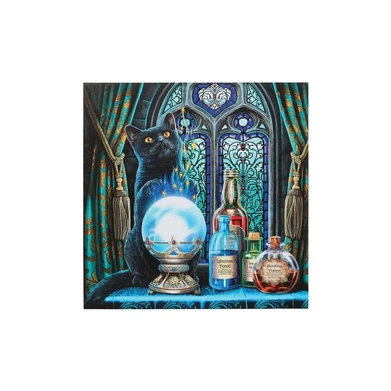 The Witches Apprentice Light Up Canvas Plaque by Lisa Parker - 30x30cm Magical Wall Art