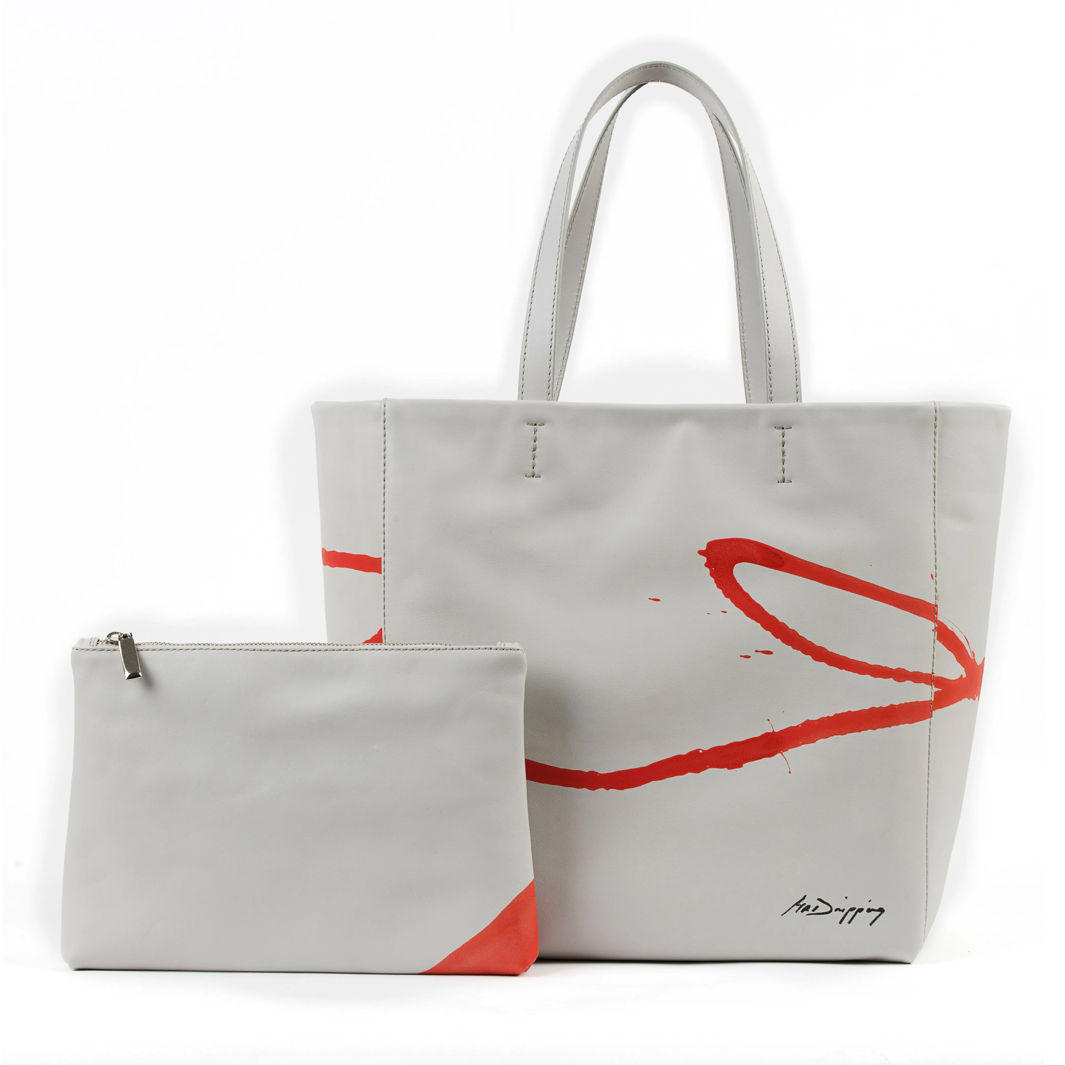 Tote Bag - Rojo sobre Gris Perla