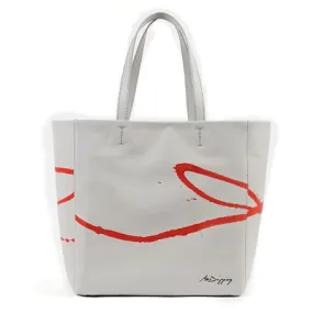 Tote Bag - Rojo sobre Gris Perla
