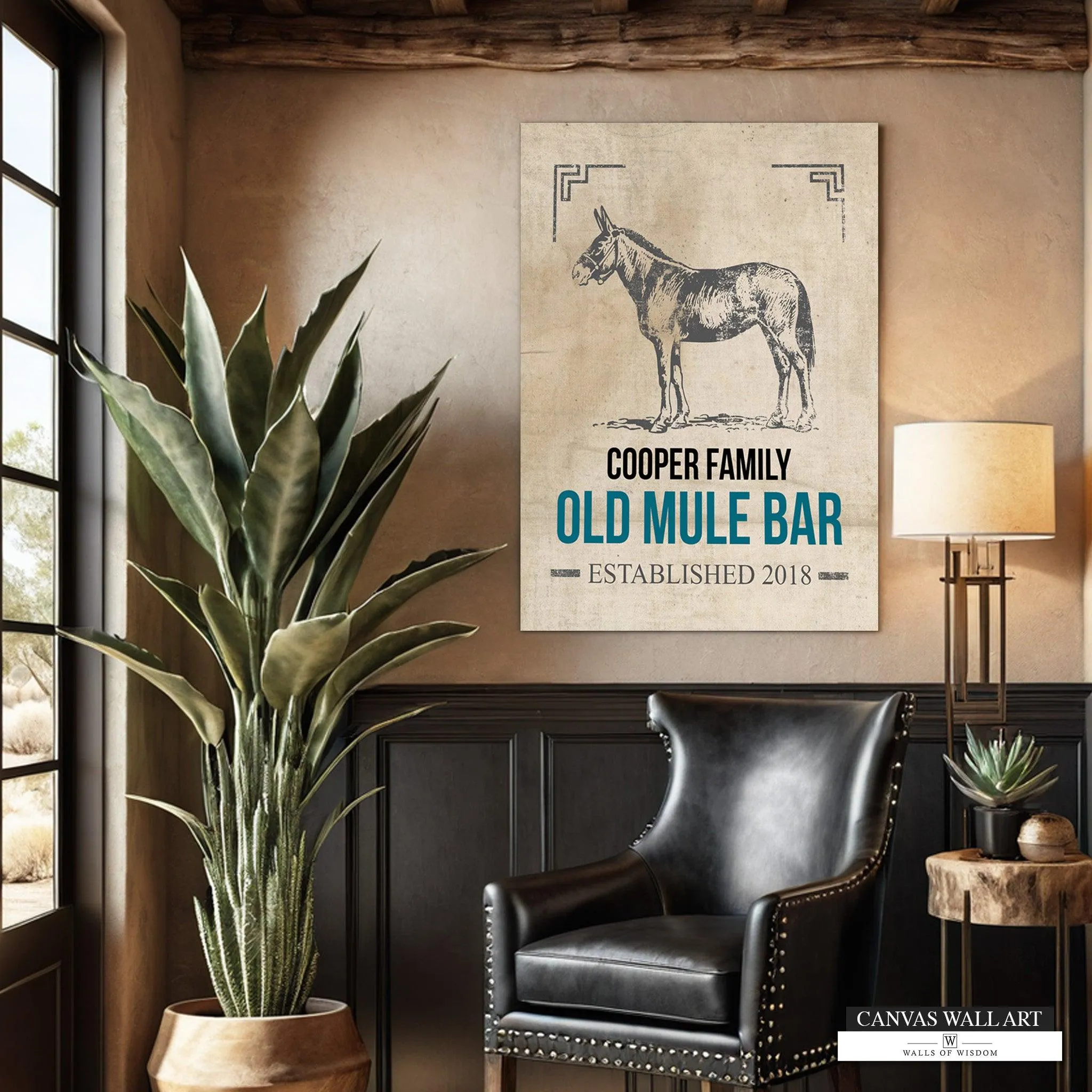 Unique Personalized Mule Sign for Home Bar - Custom Vintage-Style Canvas Wall Art