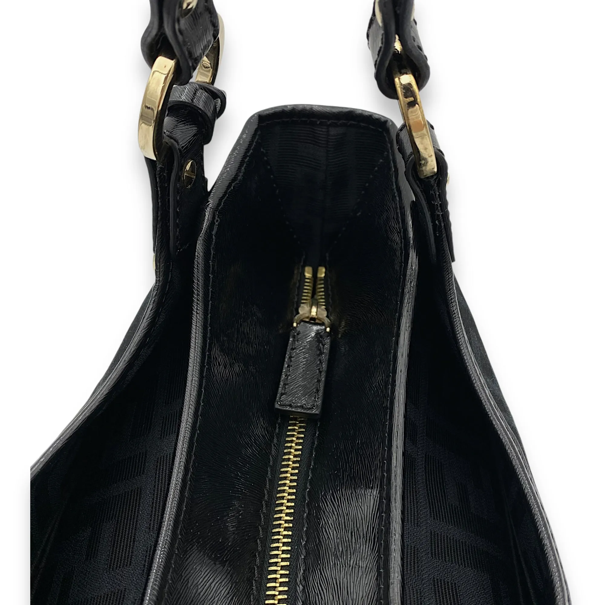 Vintage Shoulder Bag Black in Canvas, Gold hardware