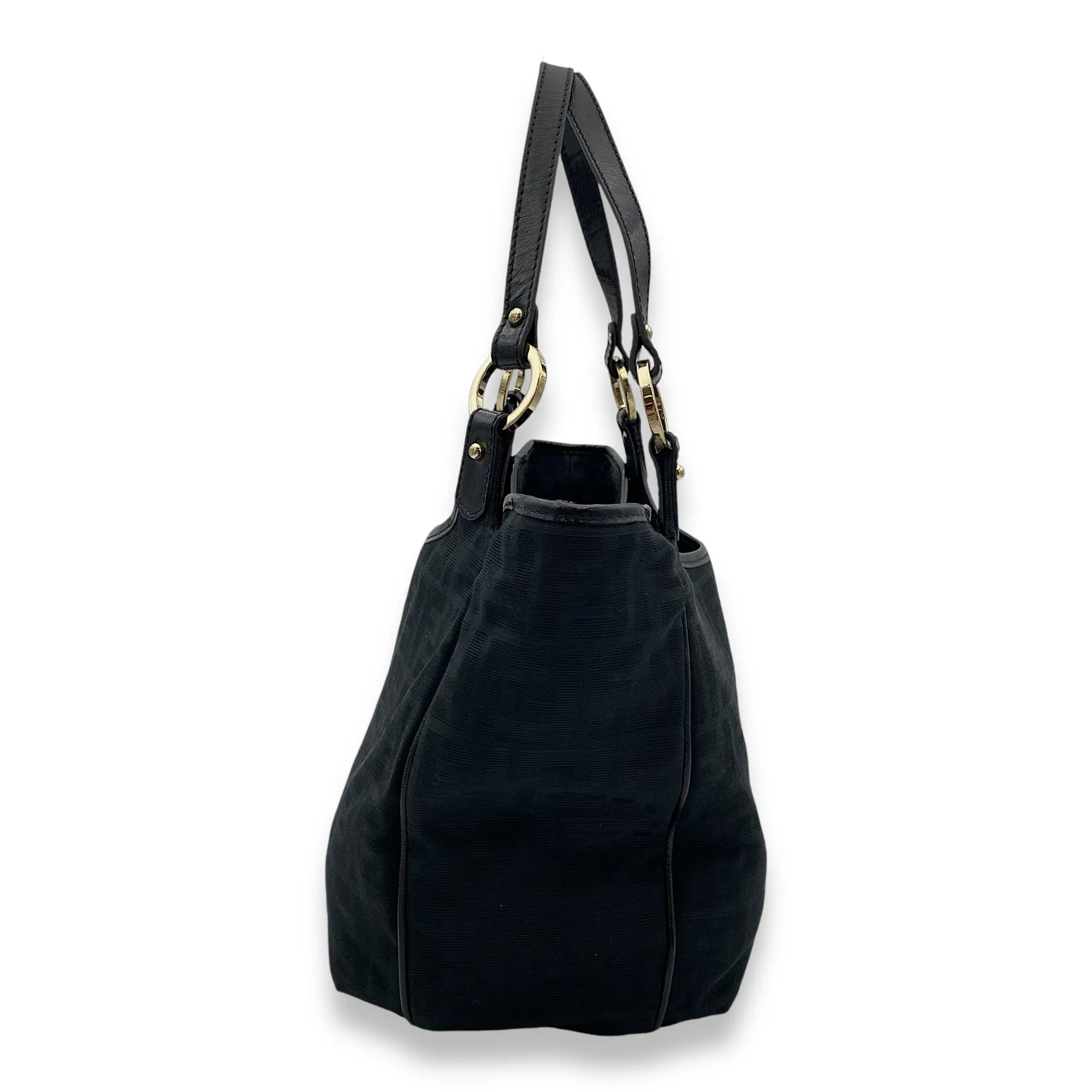 Vintage Shoulder Bag Black in Canvas, Gold hardware
