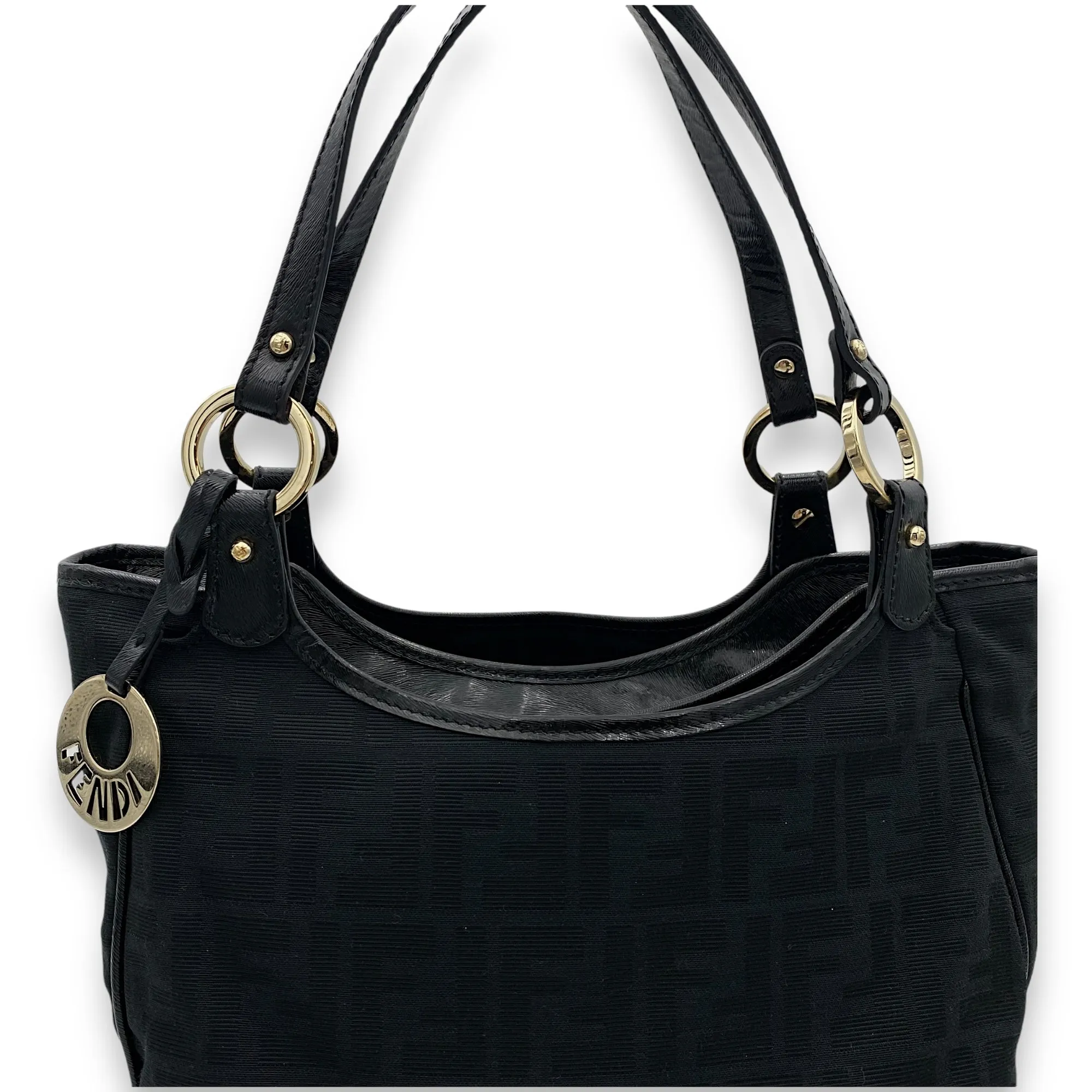Vintage Shoulder Bag Black in Canvas, Gold hardware