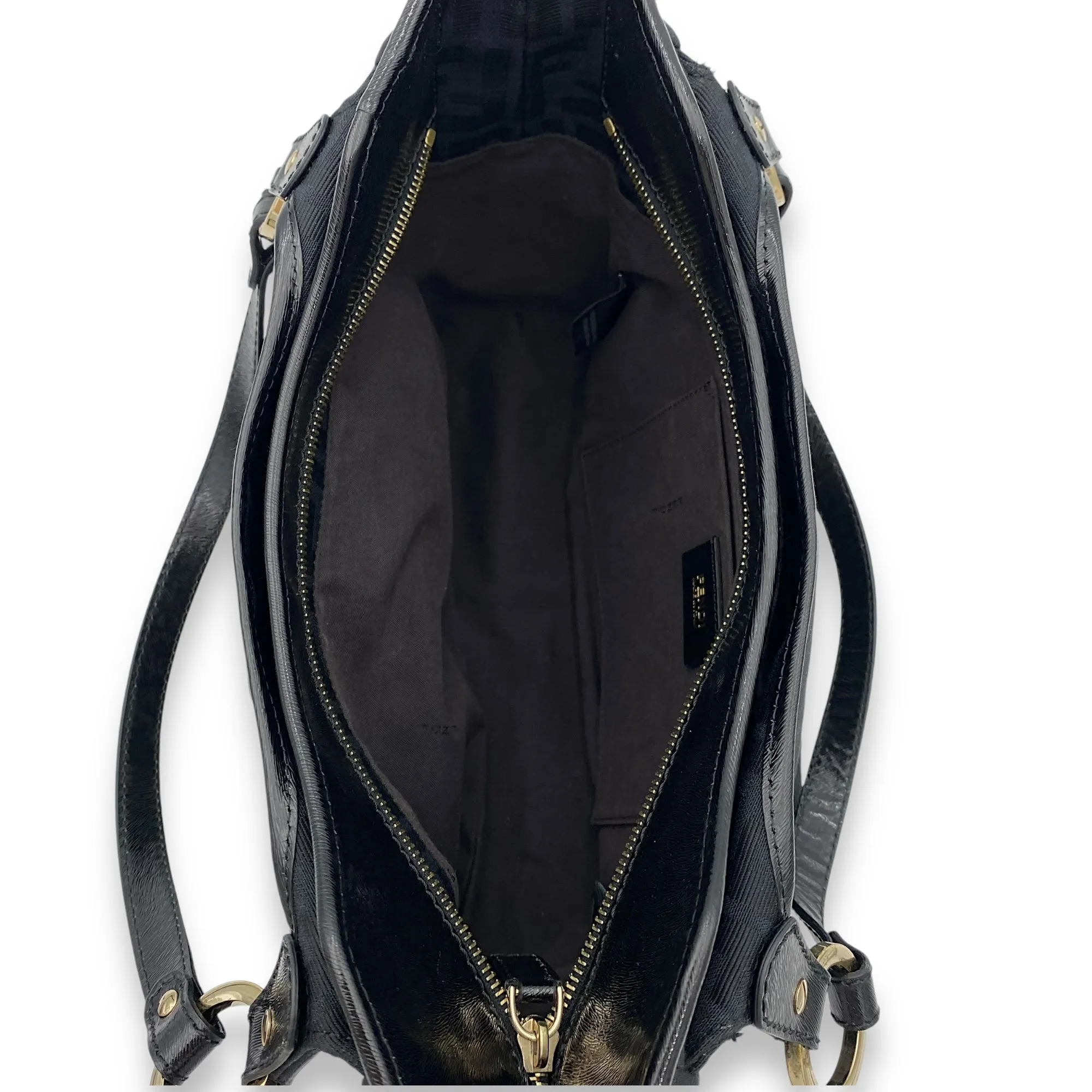Vintage Shoulder Bag Black in Canvas, Gold hardware