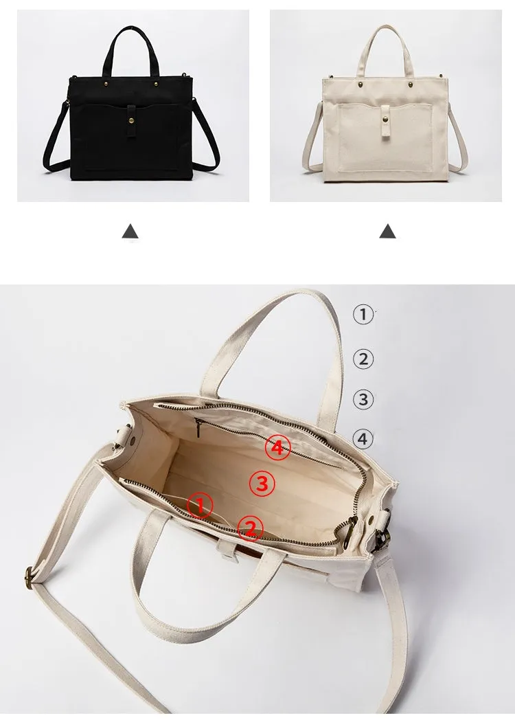 Women's Canvas Tote Bag Zip Top Canvas Tote Bag Cotton