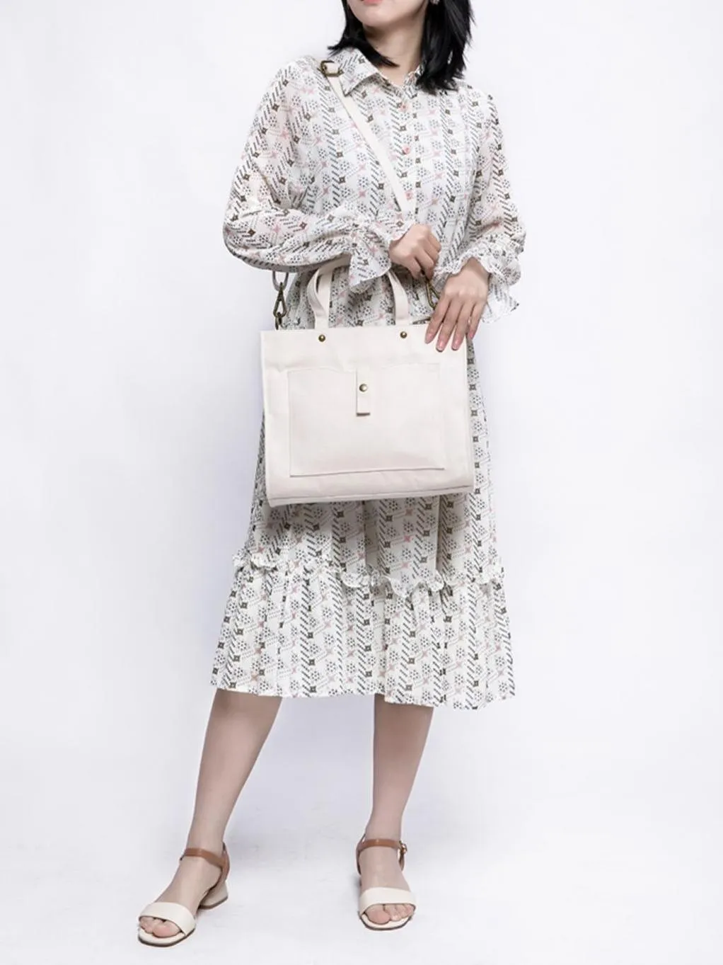 Women's Canvas Tote Bag Zip Top Canvas Tote Bag Cotton