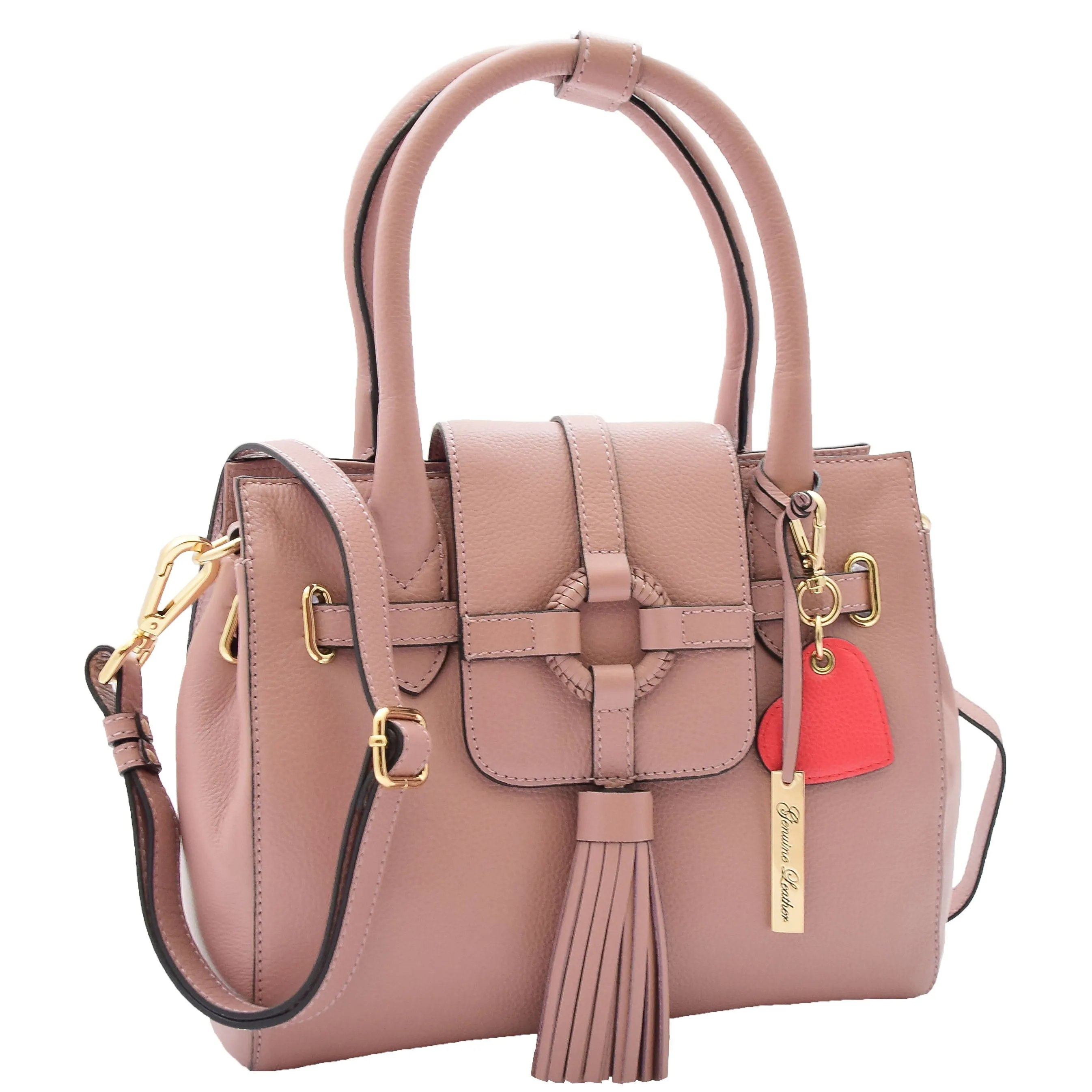 Womens Genuine Leather Organiser Shoulder Hobo Handbag Dress Bag Apolline Rose