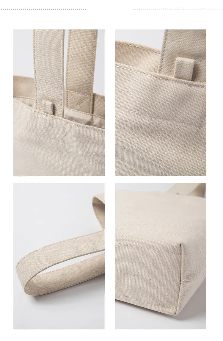 Women's Small Canvas Tote Bag Black Thick Canvas Tote Bag