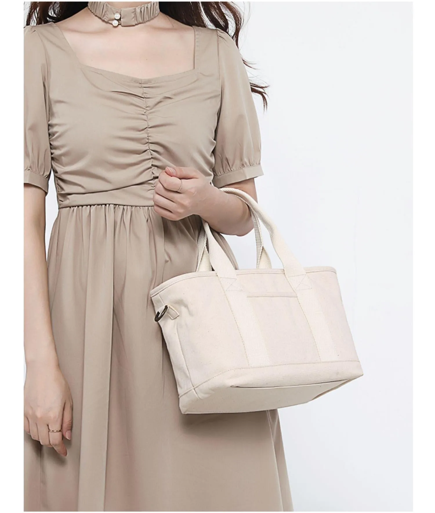 Women's Zippered Canvas Tote Bag Zip Tote Canvas Bag