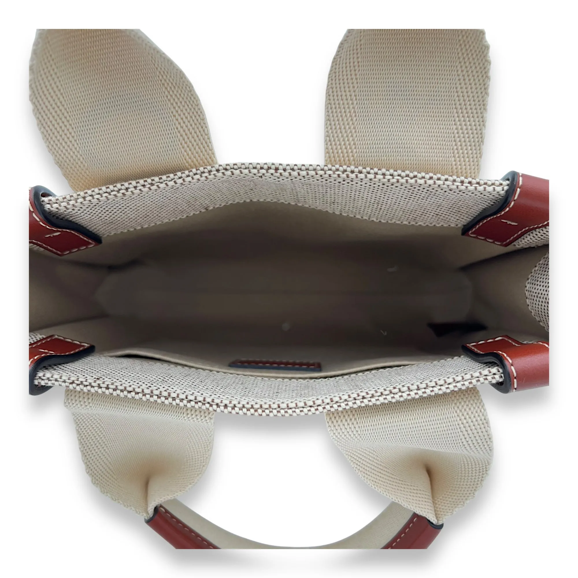 Woody Small Brown Top Handle Bag in Canvas