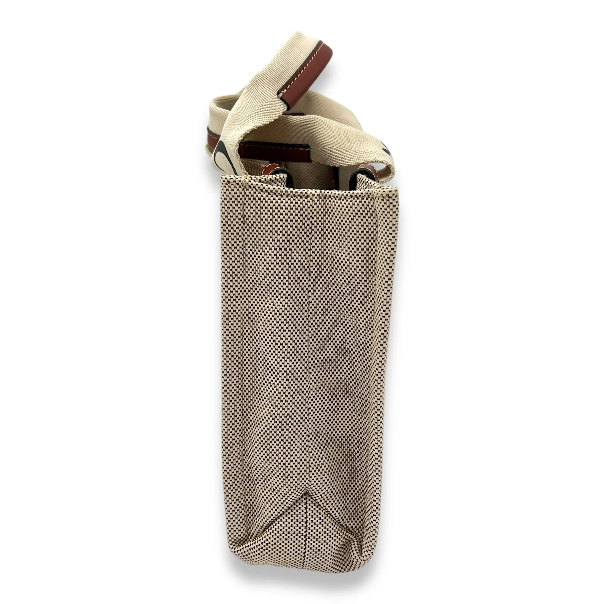 Woody Small Brown Top Handle Bag in Canvas