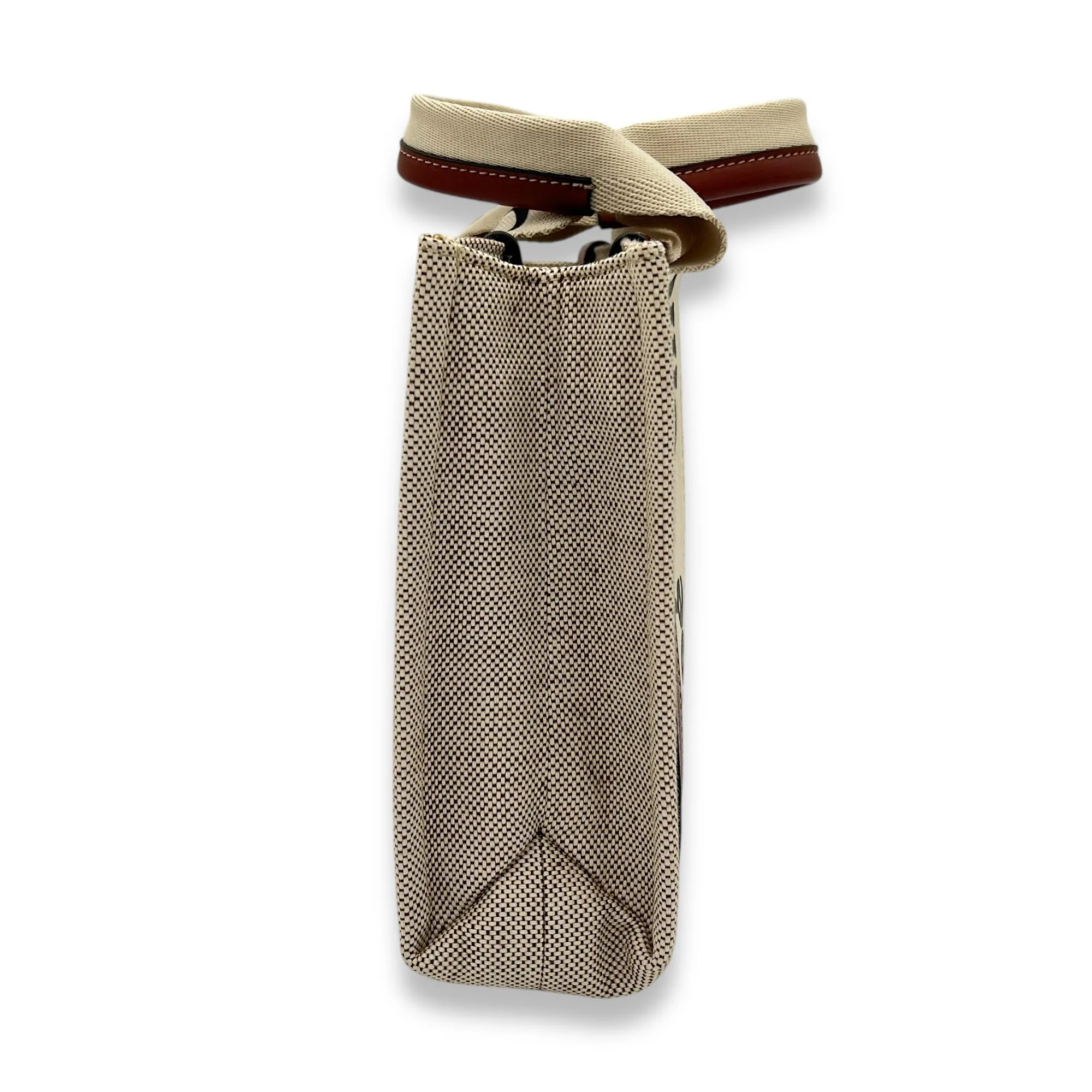 Woody Small Brown Top Handle Bag in Canvas