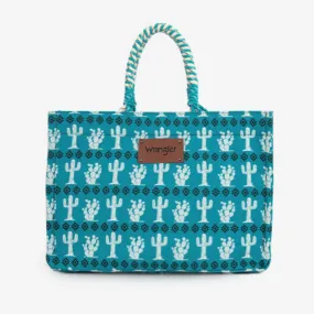 Wrangler Cactus Oversized Tote Bag Braided Handles Weekender Bag - Turquoise