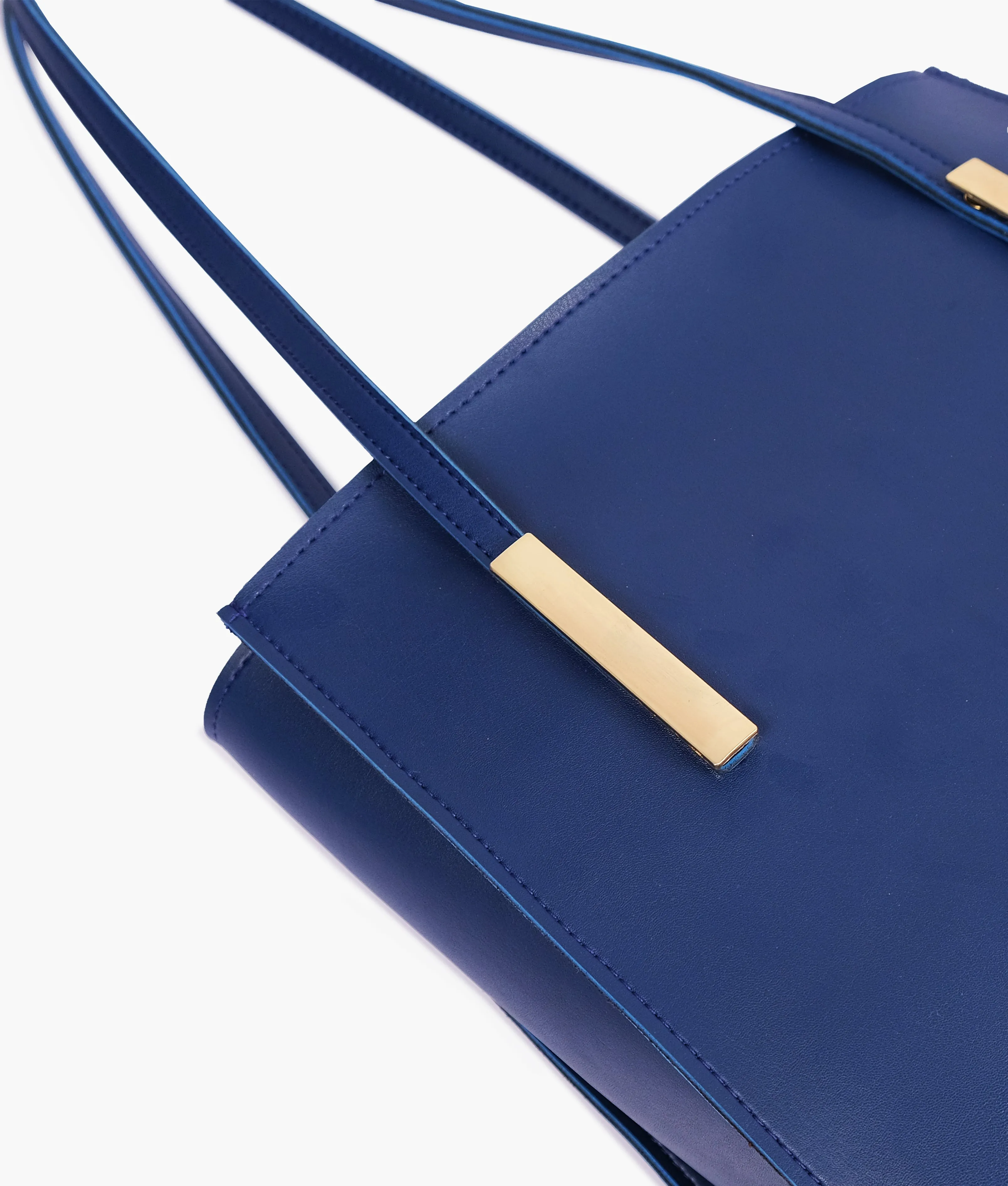 Zenvy Blue Zipper with Long Handle Shoulder Bag