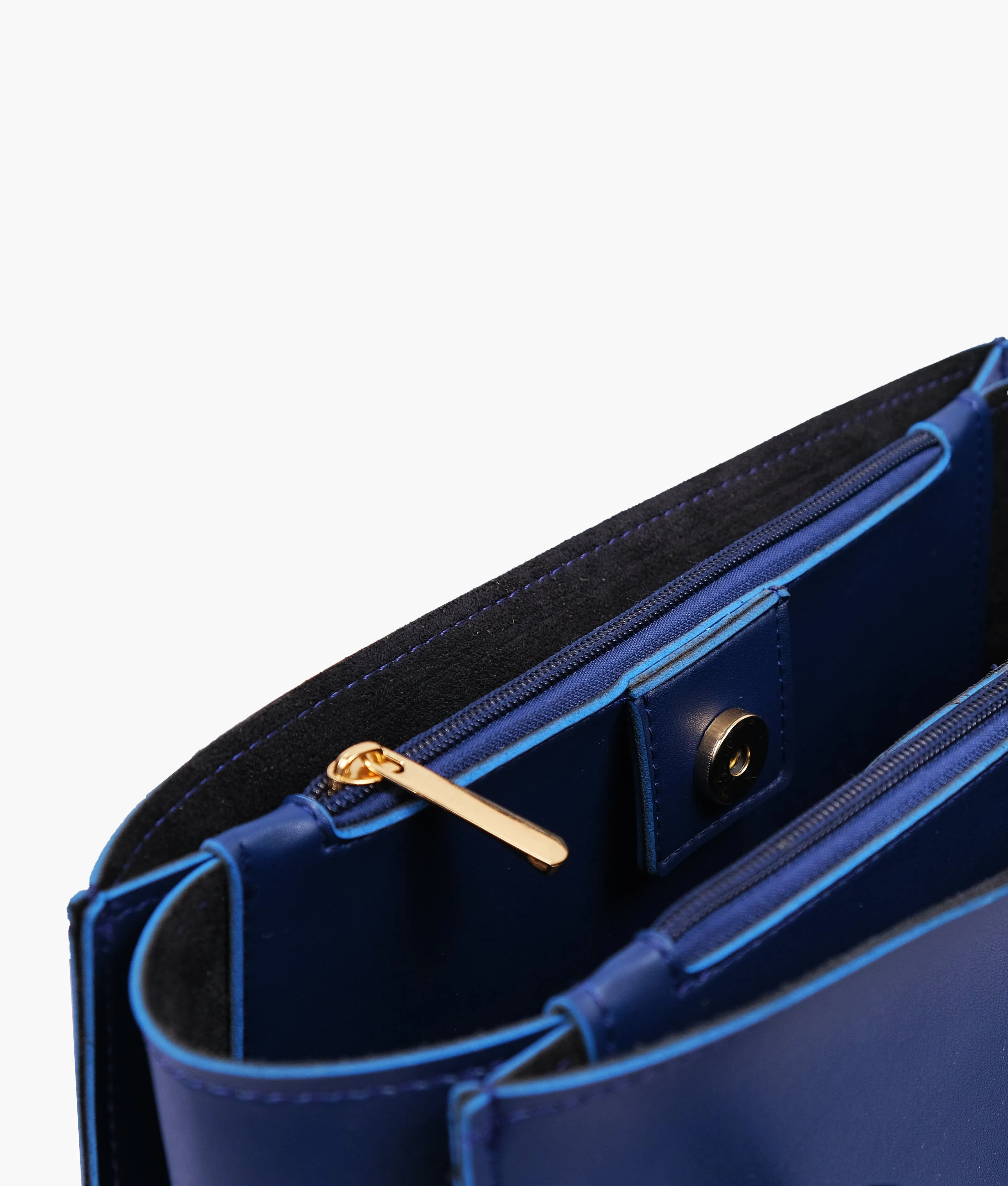 Zenvy Blue Zipper with Long Handle Shoulder Bag