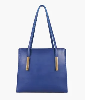 Zenvy Blue Zipper with Long Handle Shoulder Bag